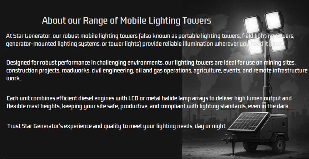 About our Range of Mobile Lighting Towers
